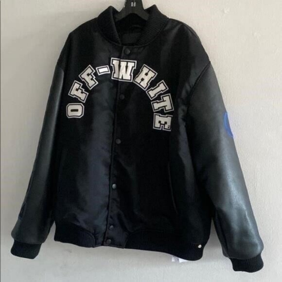 New Authentic Men’s Off-White Black Varsity Jacket - Picture 12 of 12